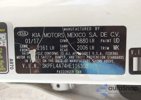 2017 Kia Forte S из США, поврежденный, VIN 3KPFL4A74HE116308